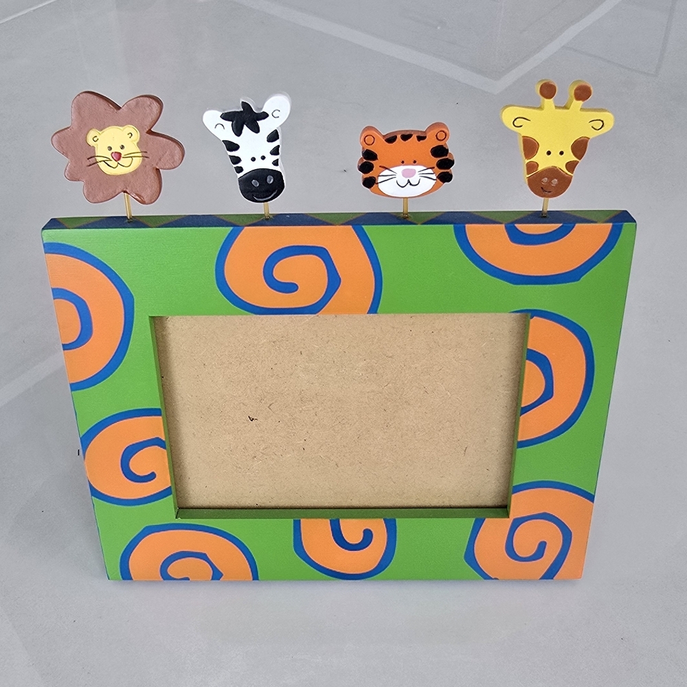 Colorful Animal-Themed Picture Frame - Green and Orange